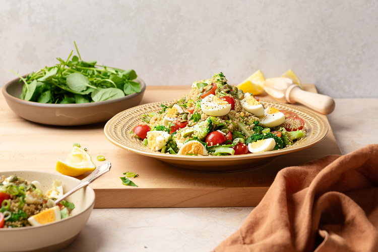 Quinoa and Egg Super Salad - with Broccoli and Seeds