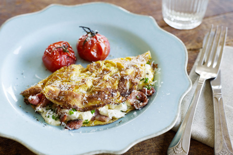 French Omelette with Bacon, Crème Fraîche & Chives by Julie Biuso