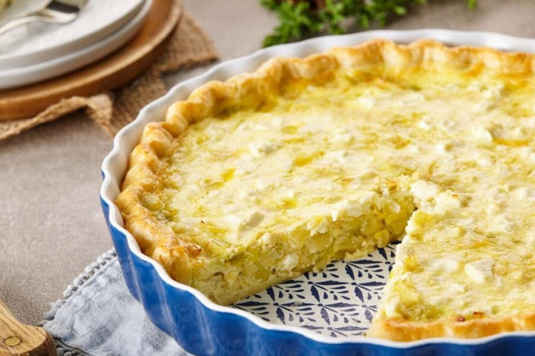 Leek, Lemon and Feta Quiche