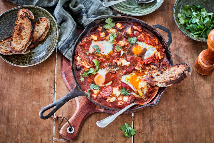 Baked Tomatoes, Chorizo & Feta | I Love Eggs