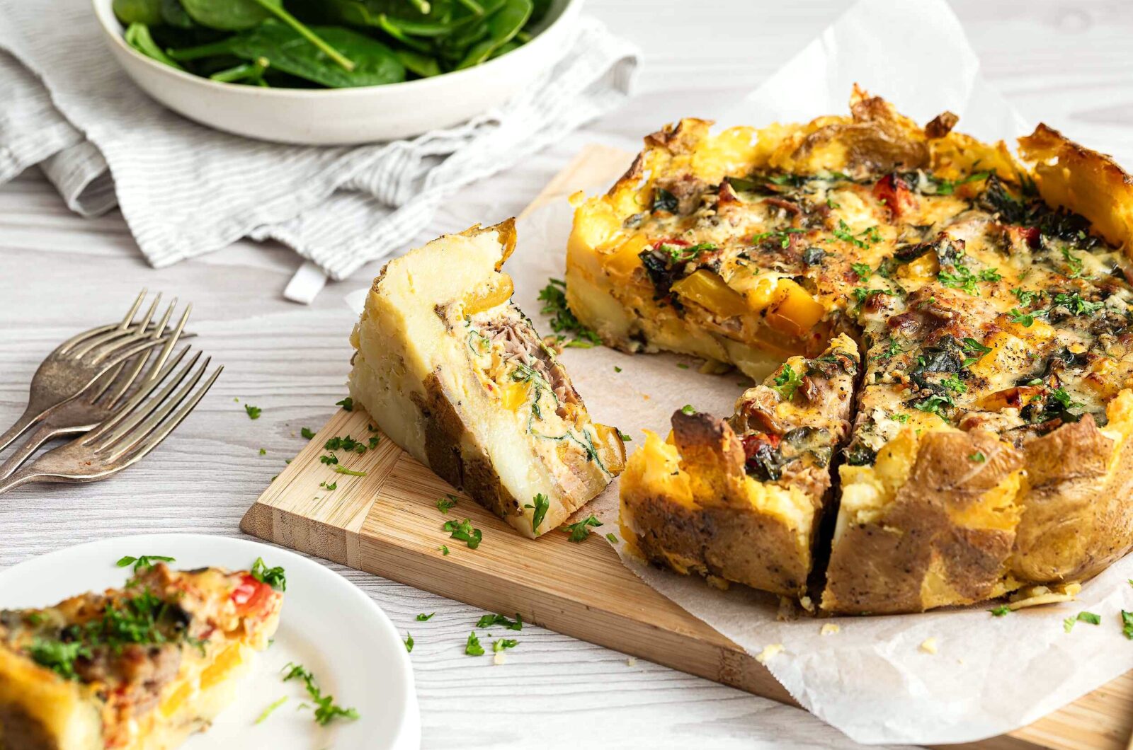 Smashed Potato Crust Tuna Quiche
