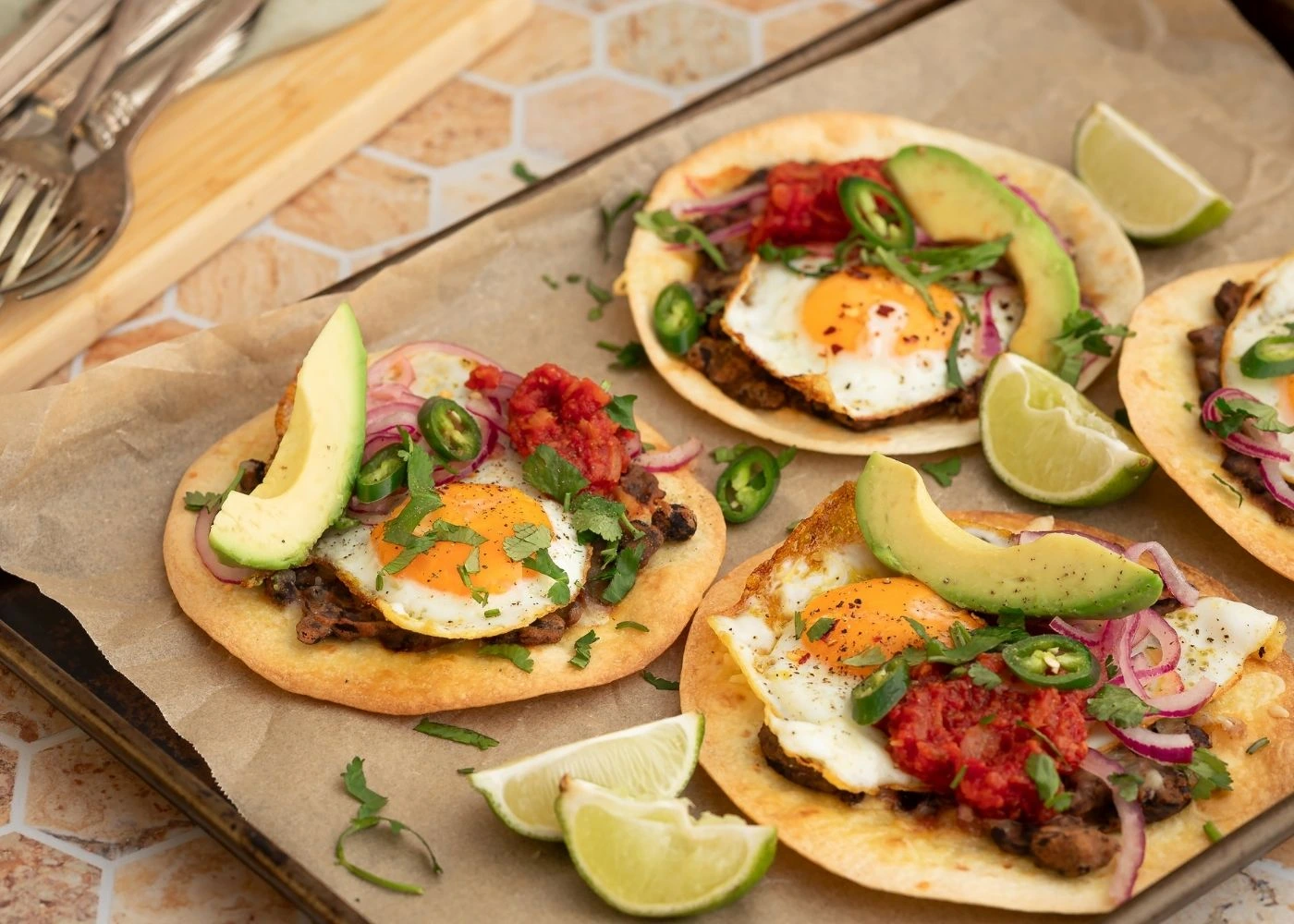 Beans, Cheese and Fried Egg Tostadas